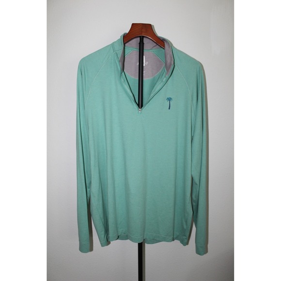 johnnie-O Freeborne 1/4 Zip Pullover Mens Large Teal Cognizant Classic Logo